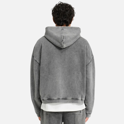 Represent Initial Boxy Oversized Zip Through Vintage Grey Hoodie