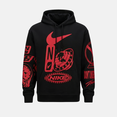 Nike Sportswear Novelty Thanks Black Red Hoodie
