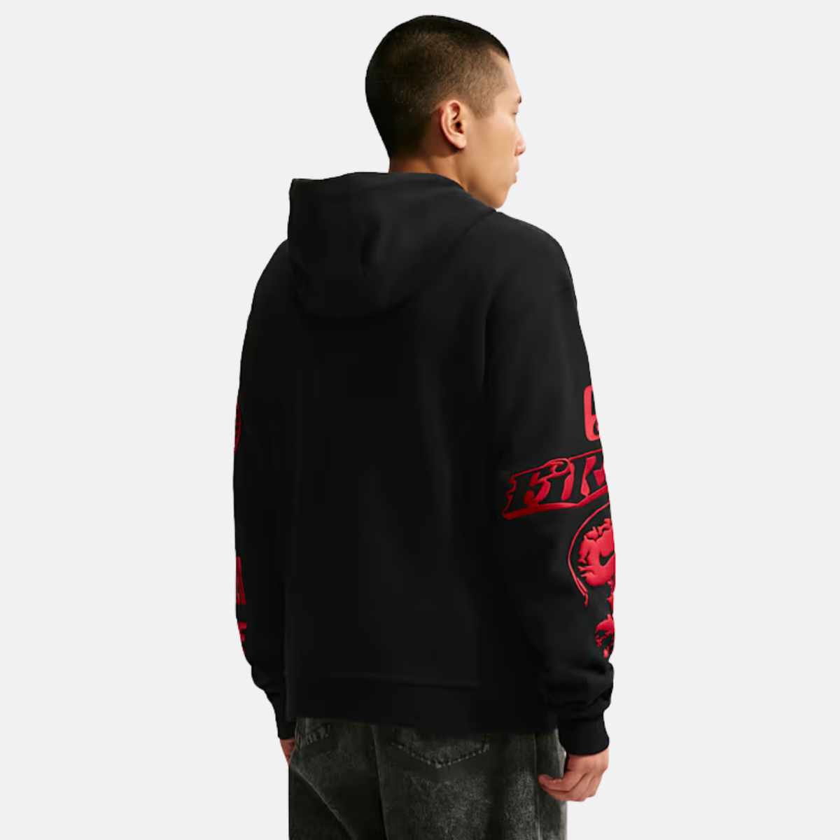 Nike Sportswear Novelty Thanks Black Red Hoodie
