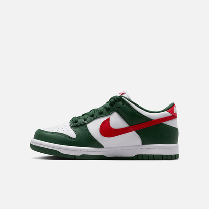 Nike Big Kids' Dunk Low Fir White University Red (GS)