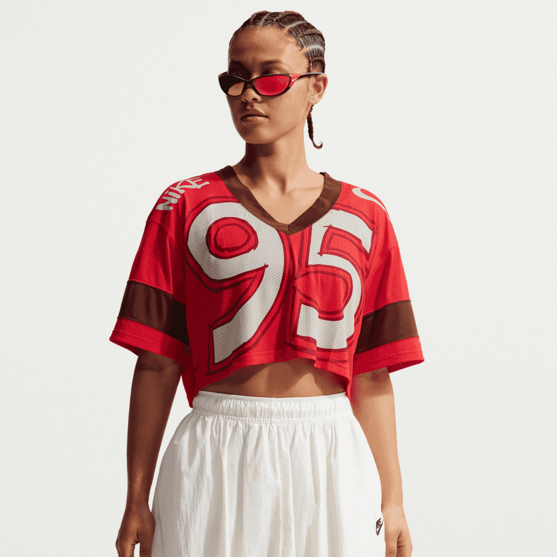 Nike Women's Sportswear Red Oversized Cropped Jersey – Puffer Reds