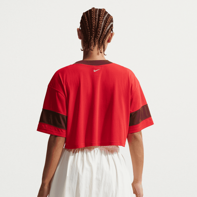 Nike Women's Sportswear Red Oversized Cropped Jersey