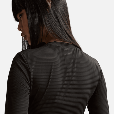 Nike Women's Sportswear Black Tight Long-Sleeve Sheer Top