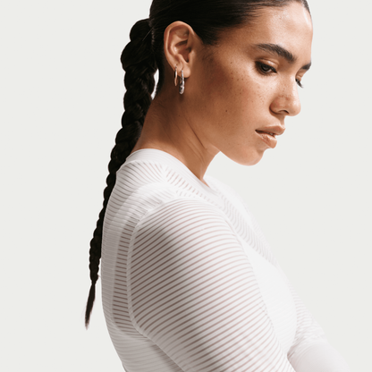 Nike Women's Sportswear White Tight Long-Sleeve Sheer Top