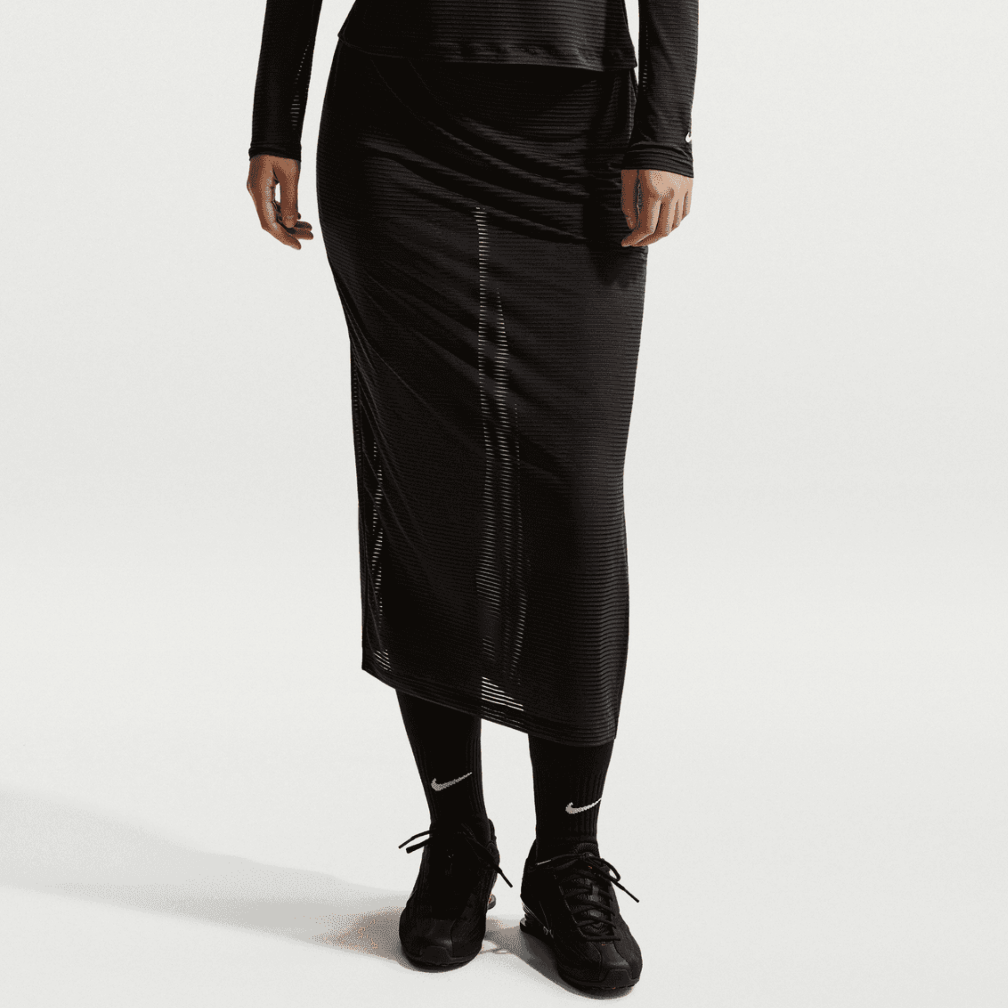 Nike Women's Sportswear Black Slim Sheer Midi Skirt