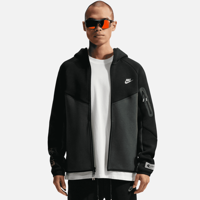 Nike Tech Black Neon Fleece Full-Zip Windrunner Jacket