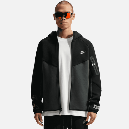 Nike Tech Black Neon Fleece Full-Zip Windrunner Jacket – Puffer Reds