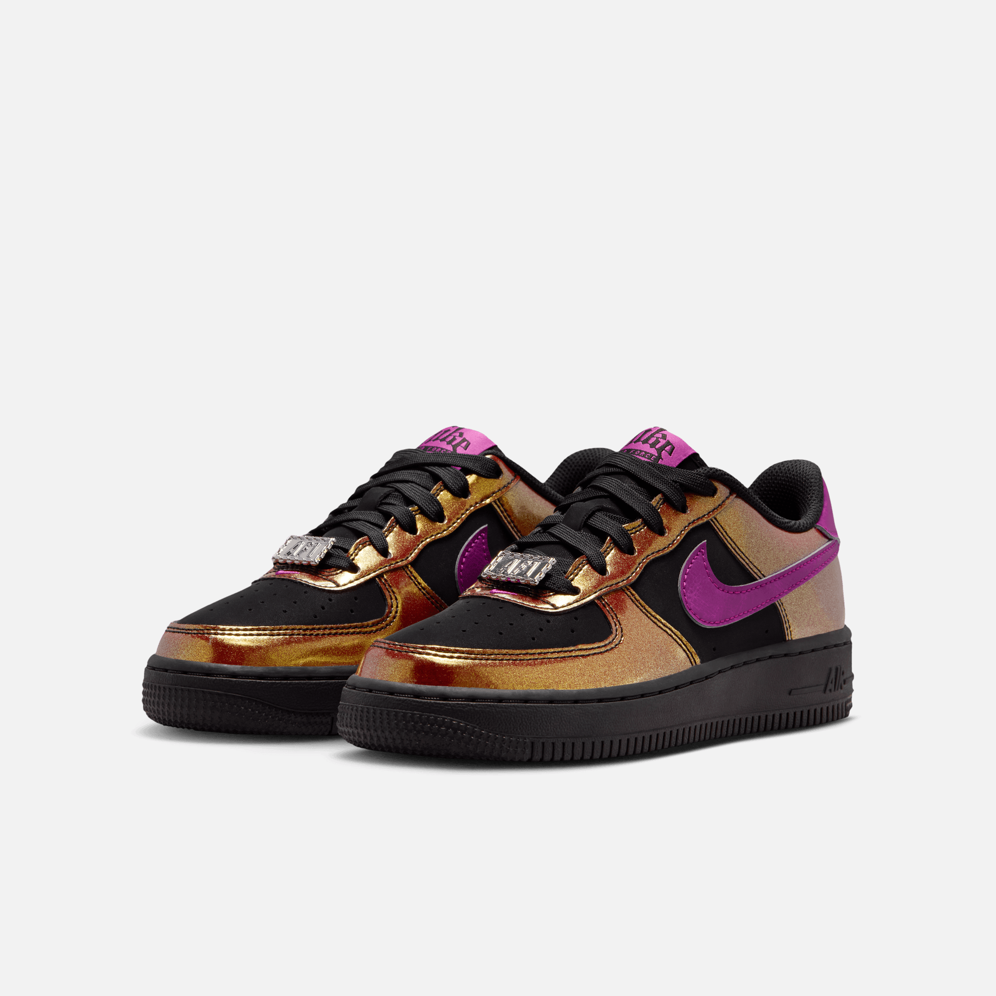 Nike Big Kids' Air Force 1 Low Glam Rock Black Bold Berry (GS)