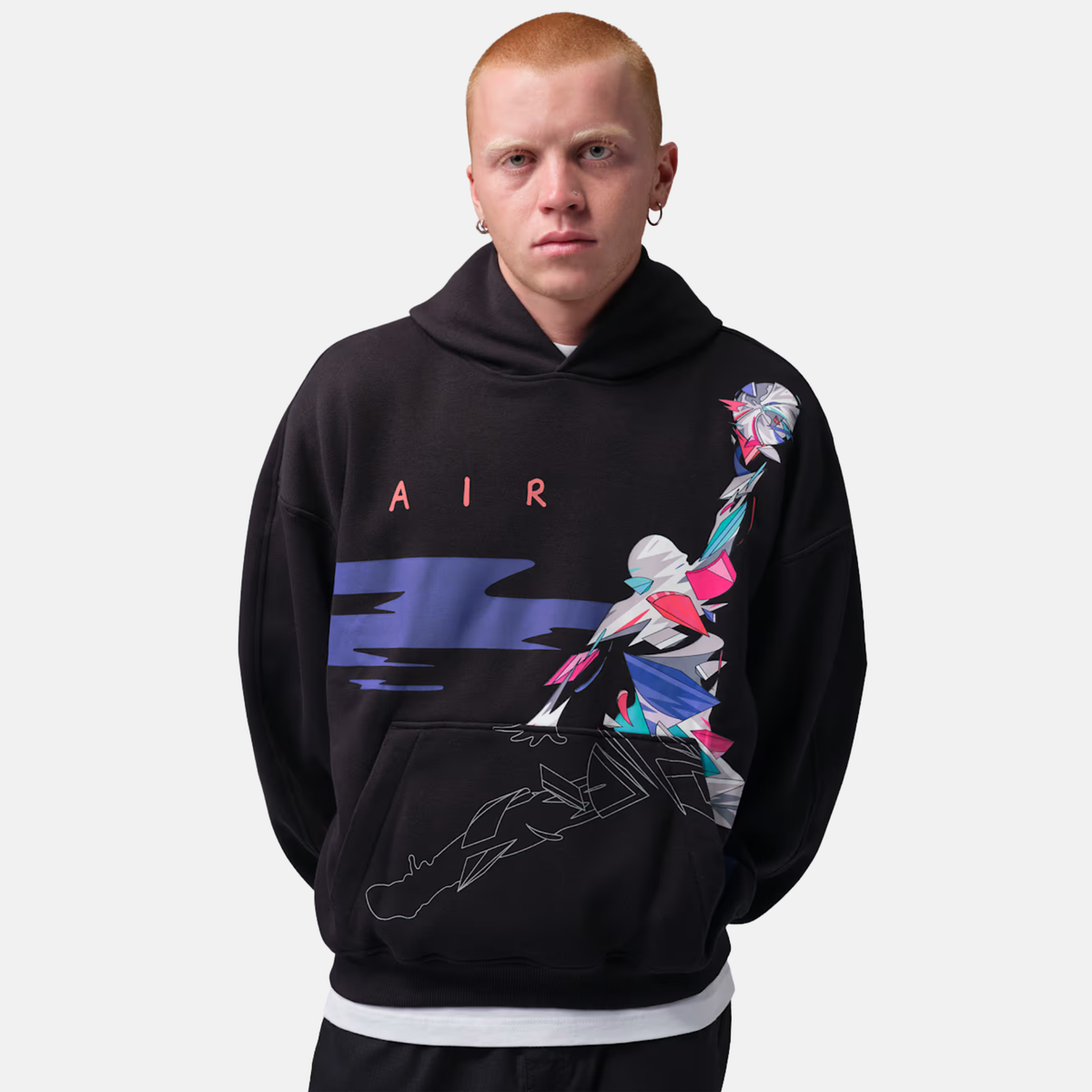 Air Jordan Brooklyn Oversized Graphic Fleece Pullover Black Hoodie