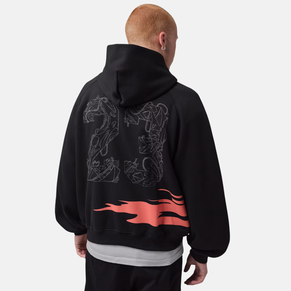 Air Jordan Brooklyn Oversized Graphic Fleece Pullover Black Hoodie