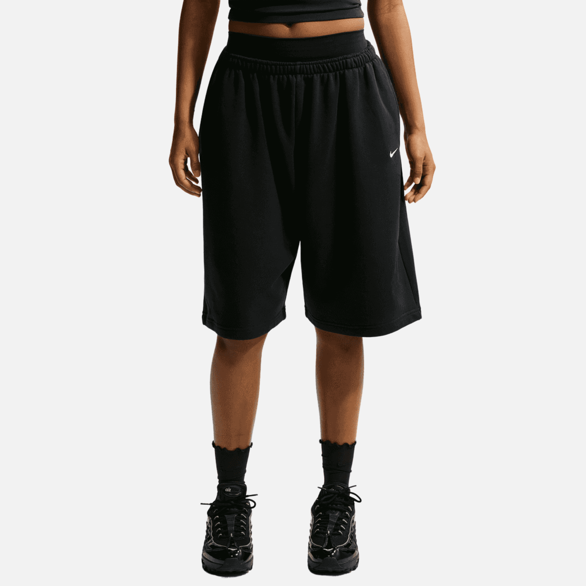 Nike Women's Sportswear Oversized Mid-Rise Black Bermuda Shorts