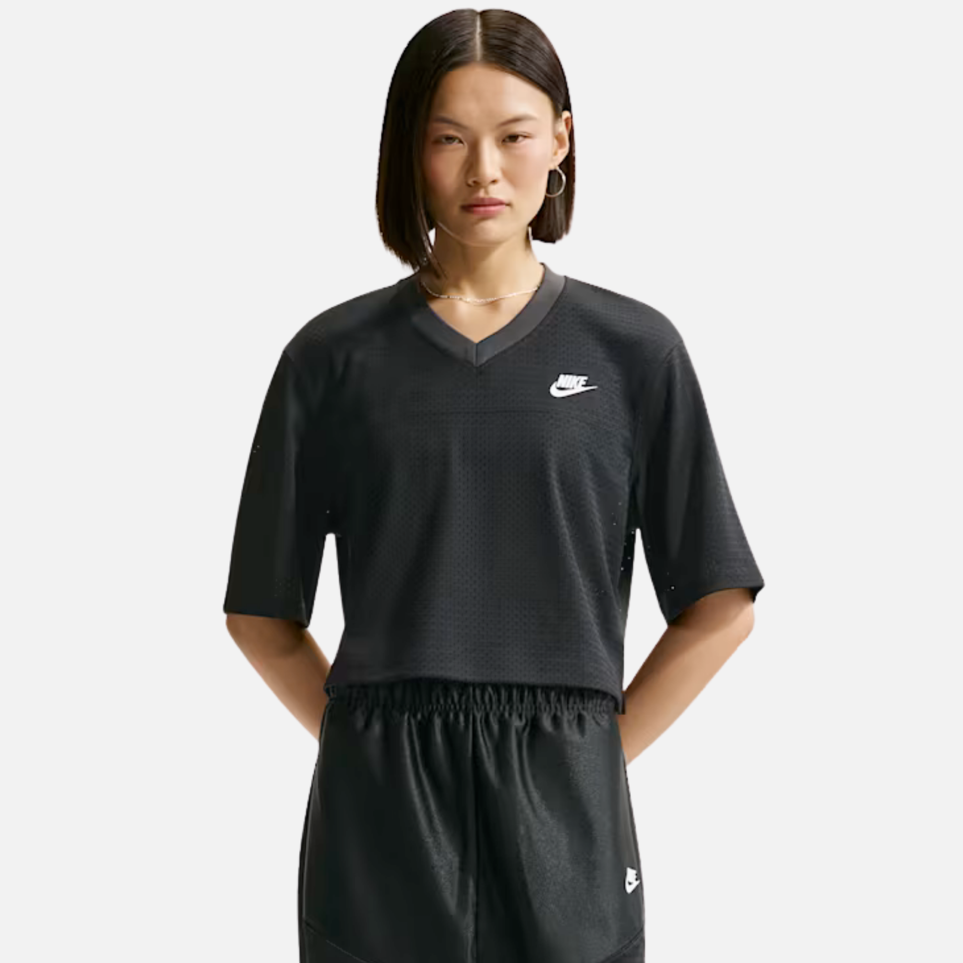 Nike Women's Sportswear Oversized Heritage Cropped Mesh Black