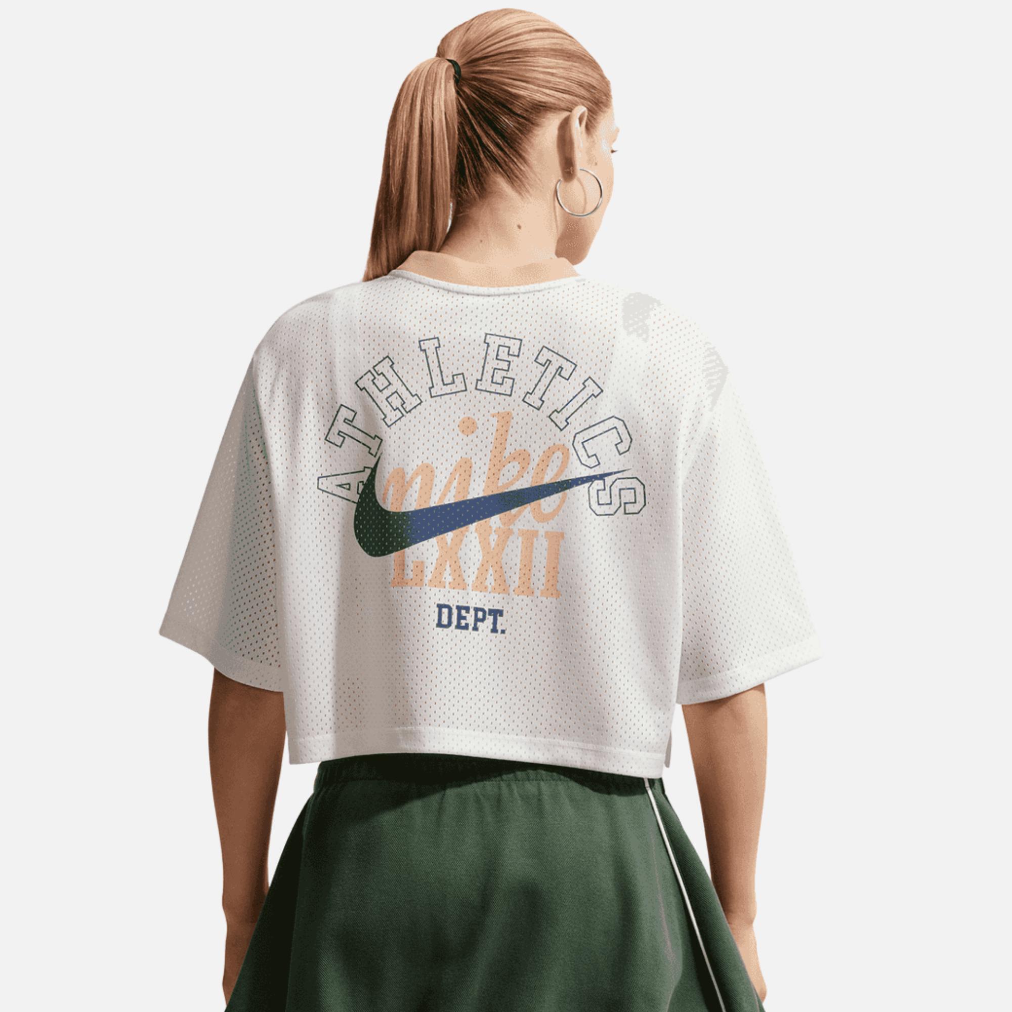 Nike Women's Sportswear Oversized Heritage Cropped Mesh White Jersey