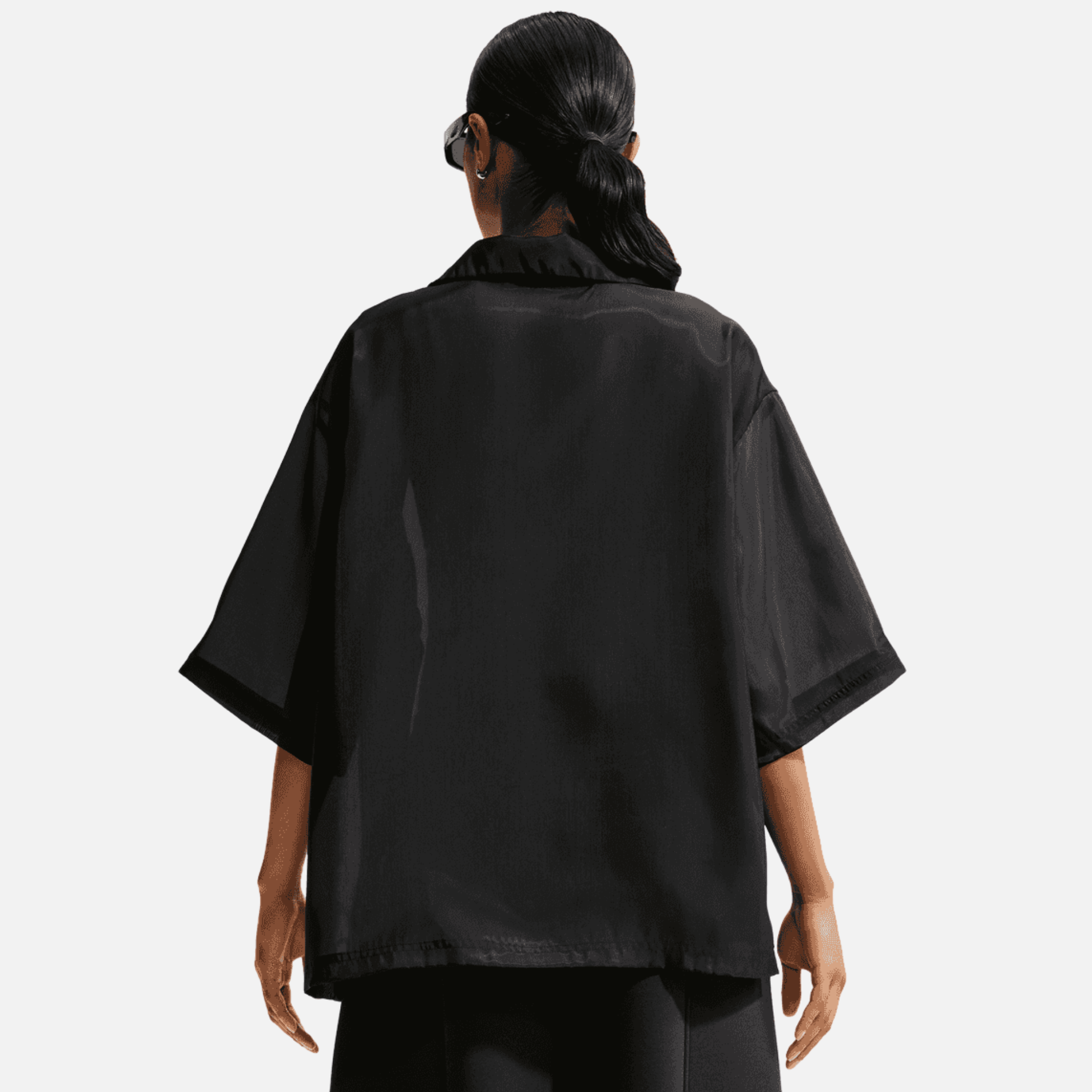 Nike Women's Sportswear Oversized Black Sheer Top
