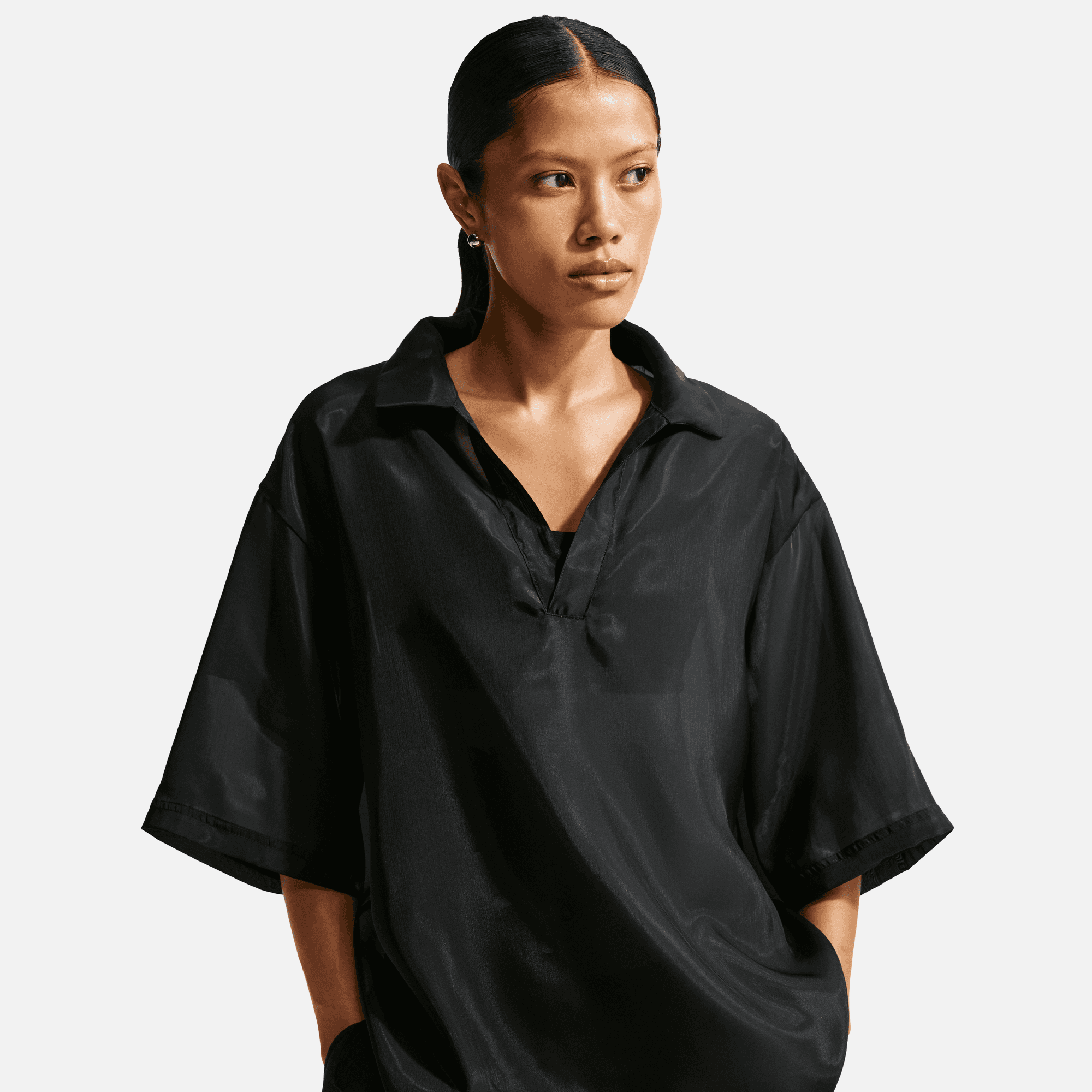 Nike Women's Sportswear Oversized Black Sheer Top