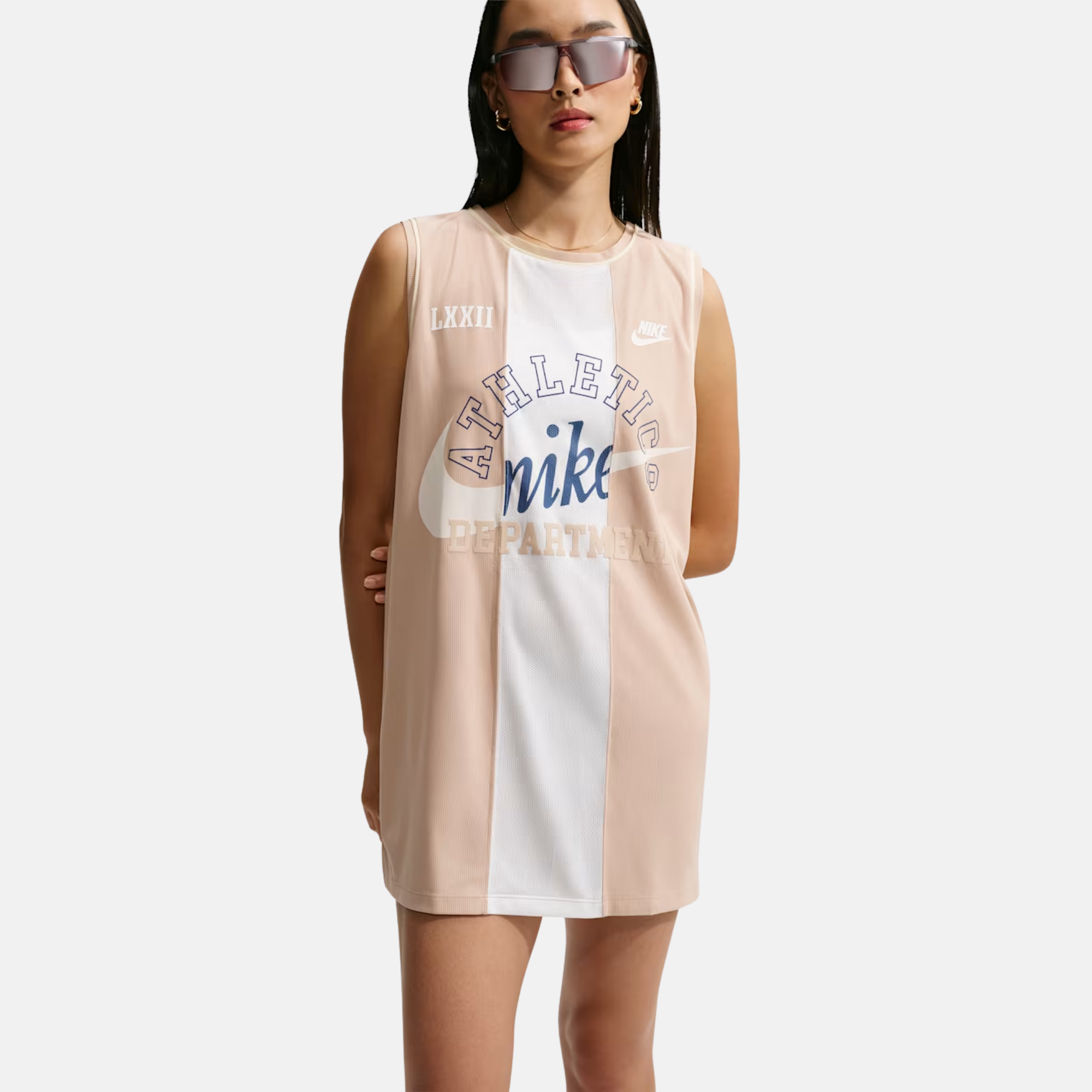 Nike Women's Sportswear White Linen Loose Heritage Jersey Dress