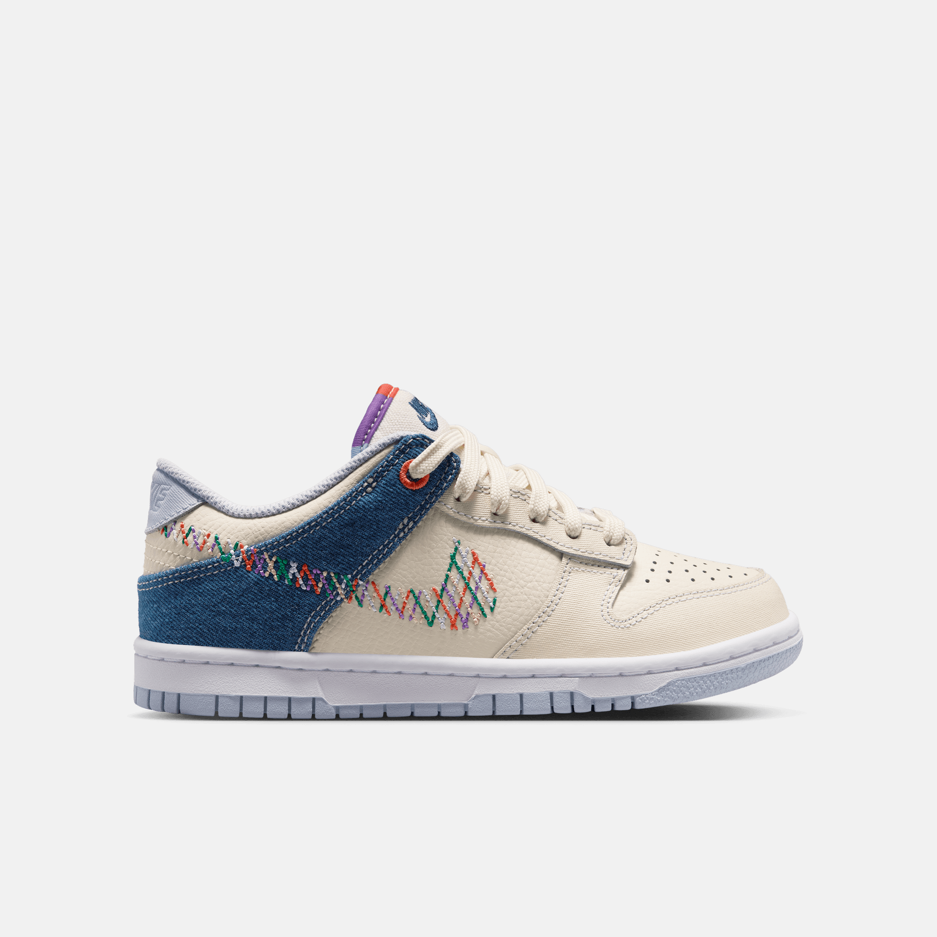 Nike Big Kids' Dunk Low Soft Pearl Blue Denim (GS) – Puffer Reds