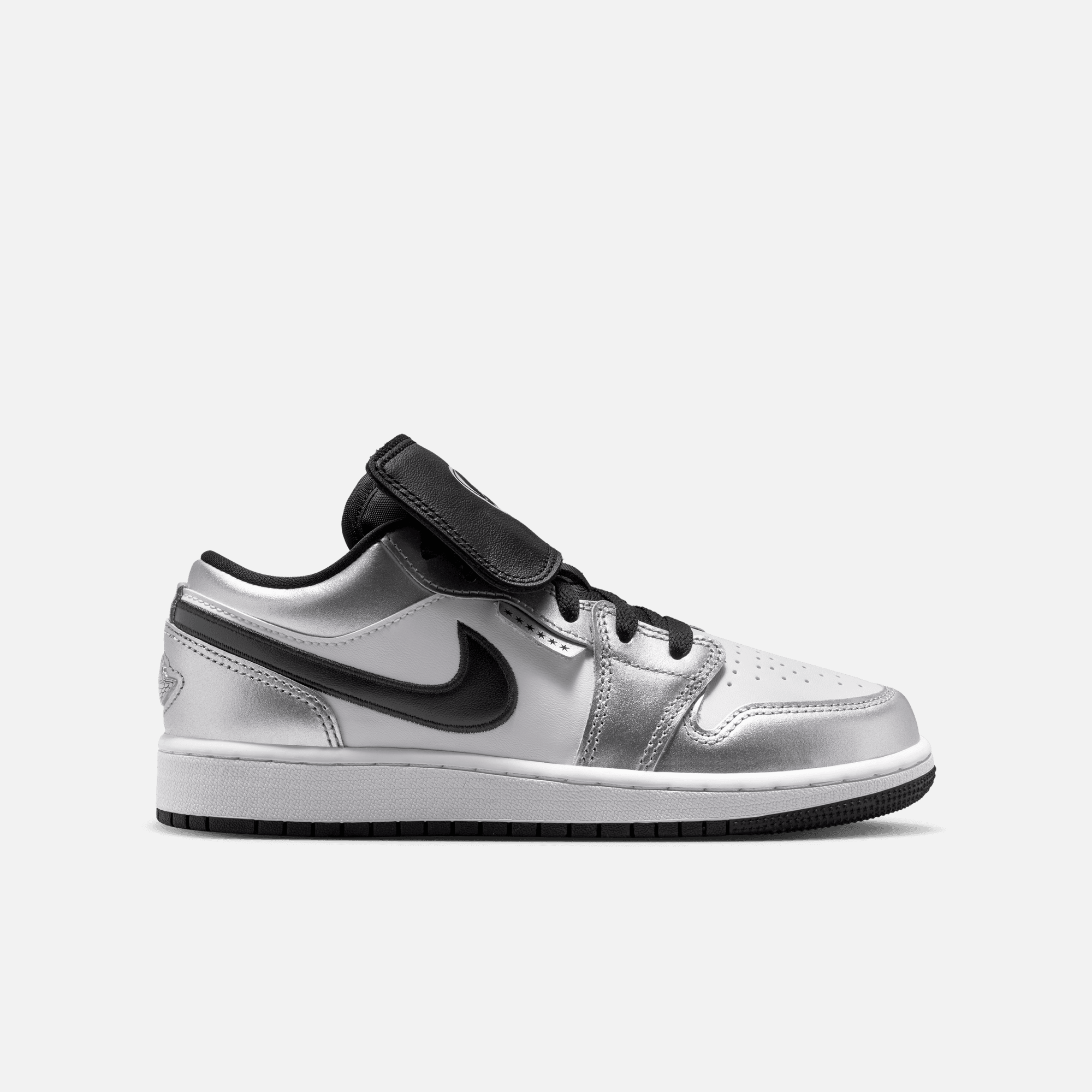 Air Jordan Big Kids' 1 Low SE Metallic Silver Tiempo (GS)