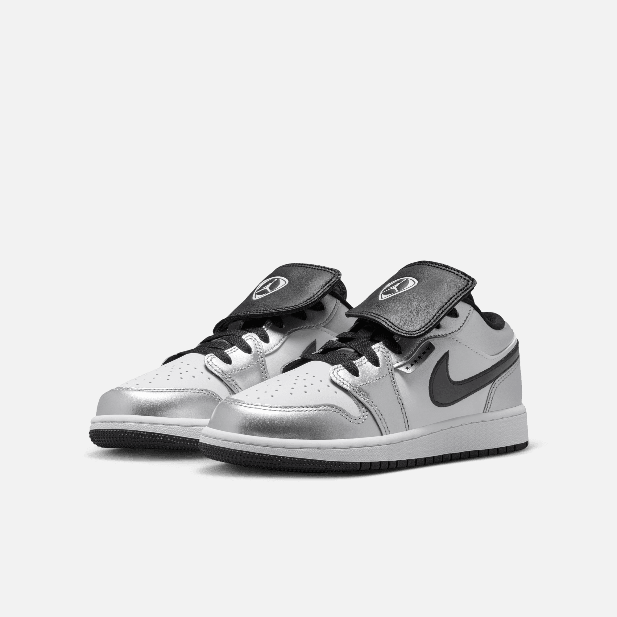 Air Jordan Big Kids' 1 Low SE Metallic Silver Tiempo (GS)