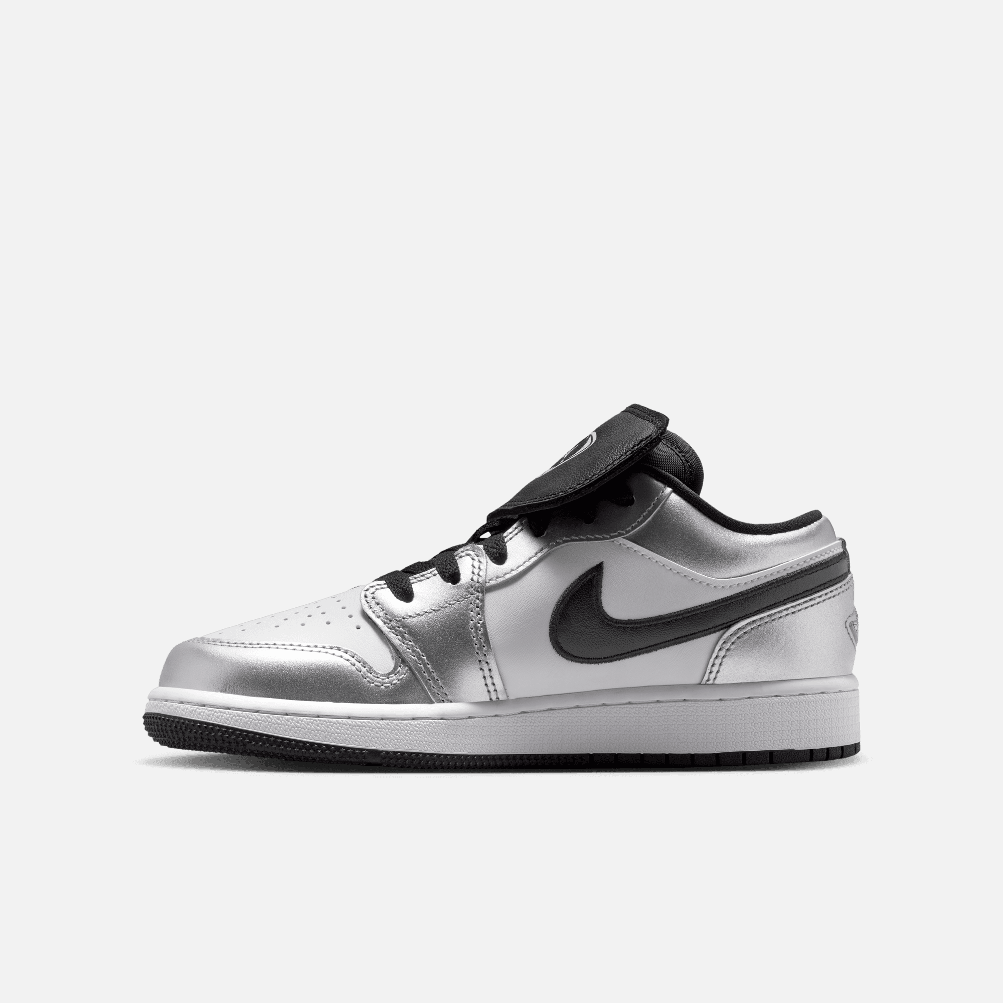 Air Jordan Big Kids' 1 Low SE Metallic Silver Tiempo (GS)