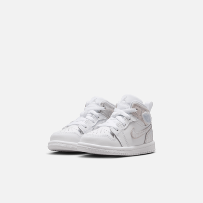 Air Jordan Kids' 1 Mid SE Distressed White Field Silver (TD)