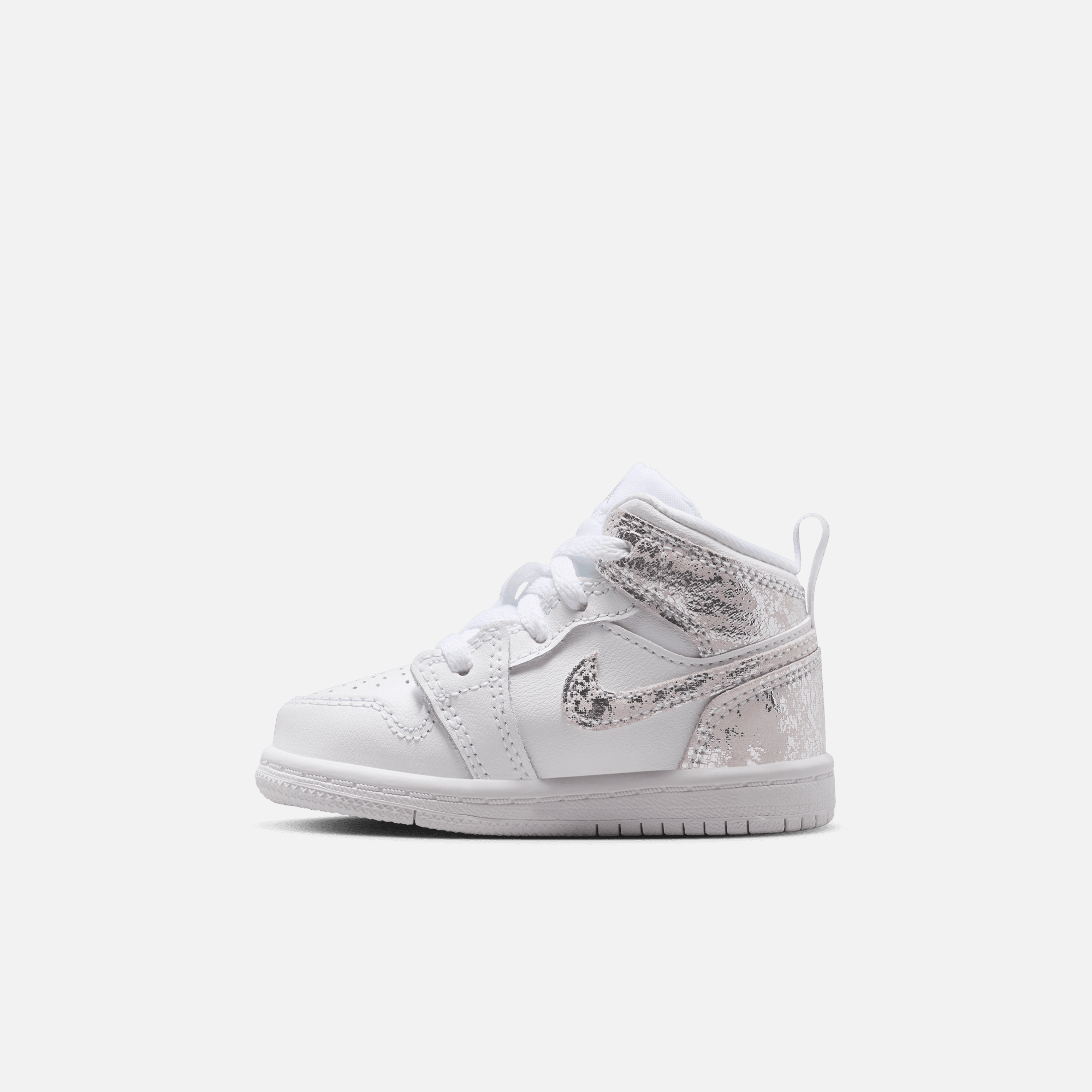 Air Jordan Kids' 1 Mid SE Distressed White Field Silver (TD)