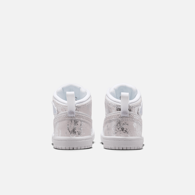 Air Jordan Kids' 1 Mid SE Distressed White Field Silver (TD)