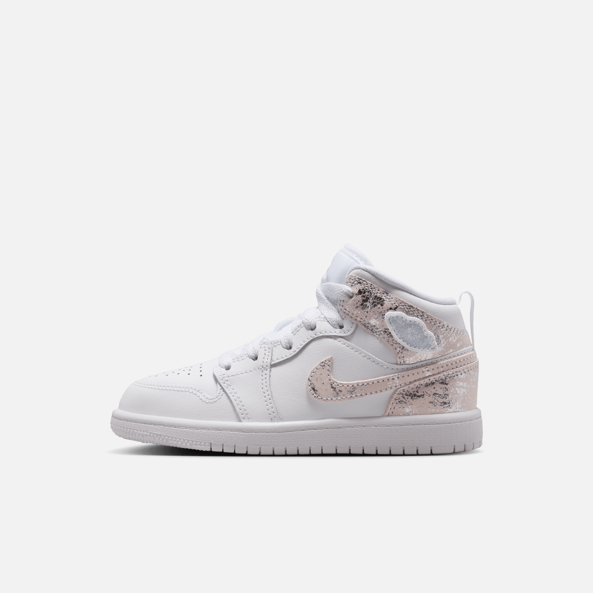 Air Jordan Kids' 1 Mid SE Distressed White Field Silver (PS)