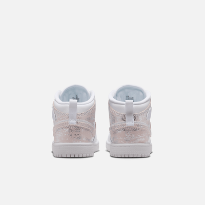 Air Jordan Kids' 1 Mid SE Distressed White Field Silver (PS)