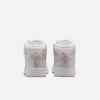 Air Jordan Big Kids' 1 Mid SE Distressed White Field Silver (GS)