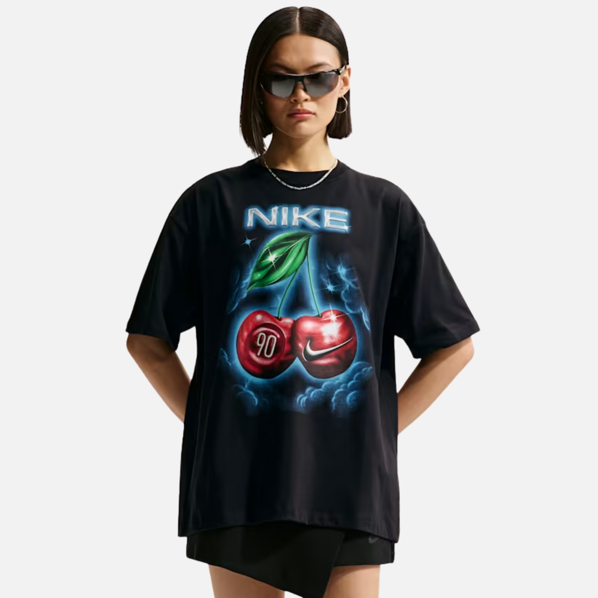 Nike Women's Oversized Cherry Black T-Shirt