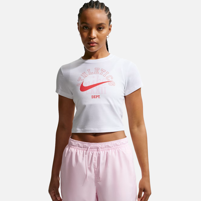 Nike Women's Sportswear Slim Cropped White Red T-Shirt