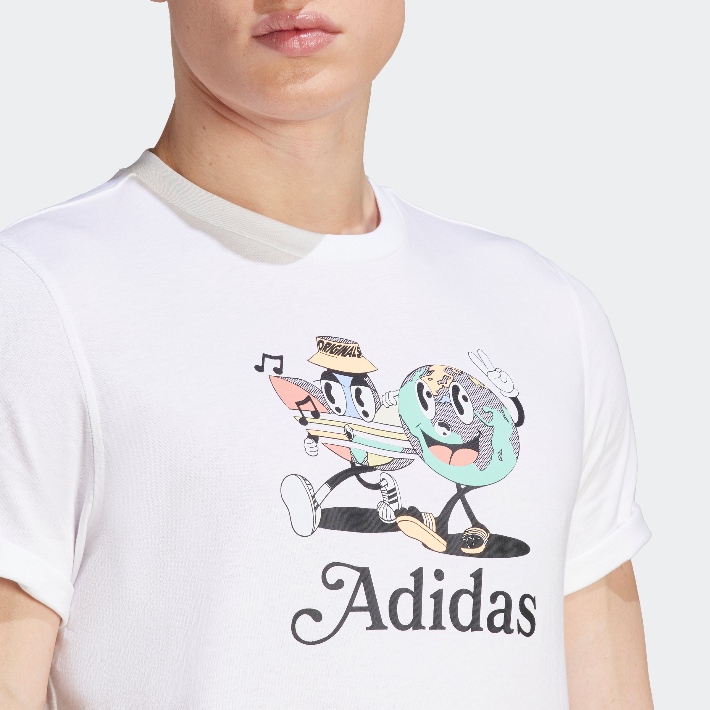 Adidas Enjoy Summer White Graphic Tee – Puffer Reds