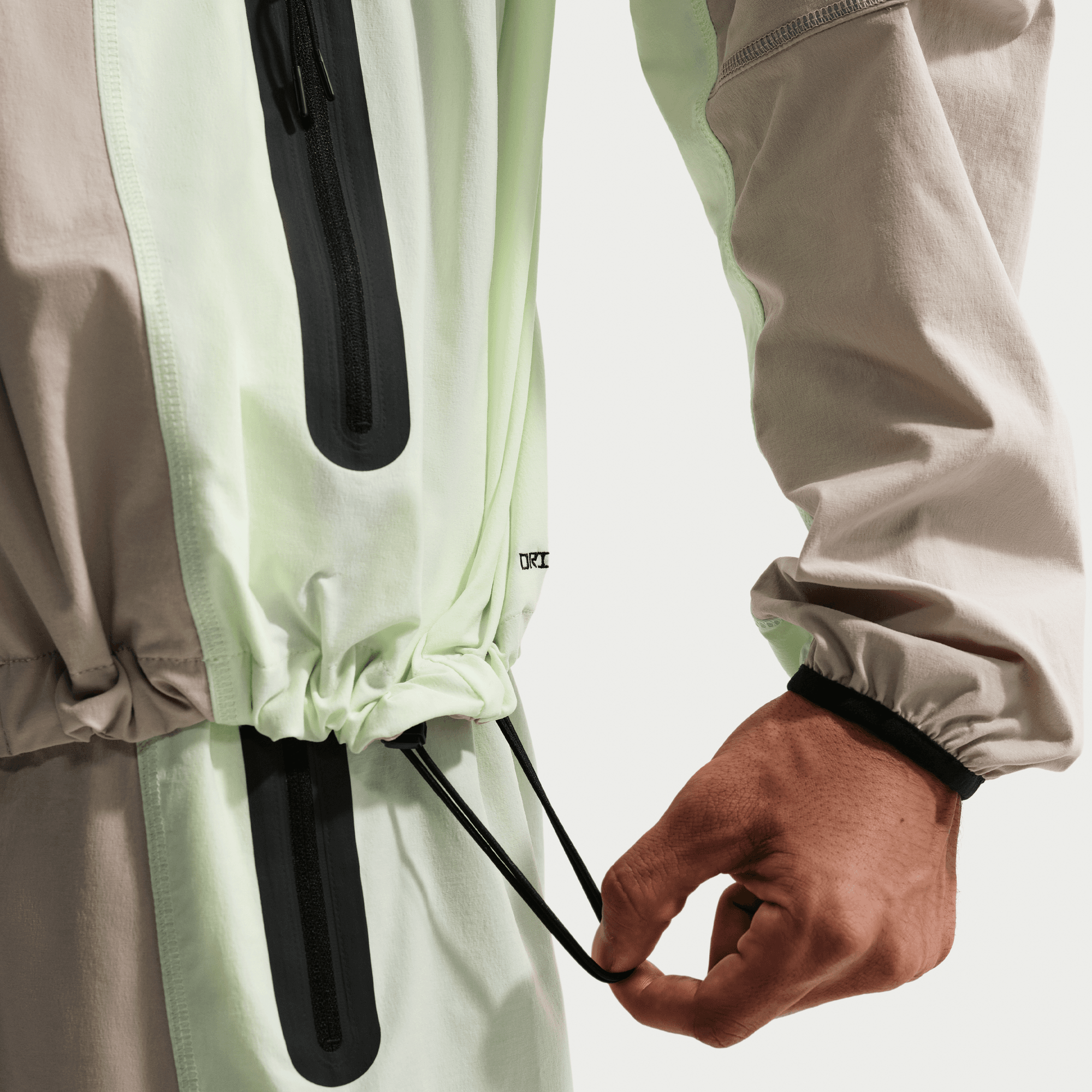 Nike Tech Dri-FIT Woven Full-Zip Cream Color-Block Windrunner Jacket