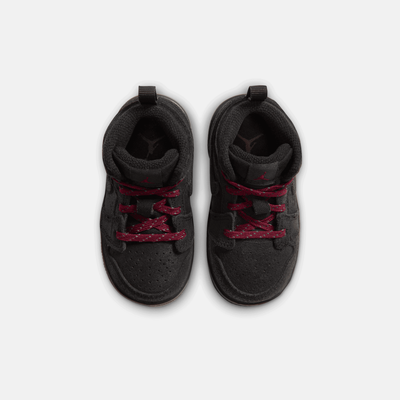 Air Jordan Kids' 1 Mid SE Black Team Red Gum (TD)
