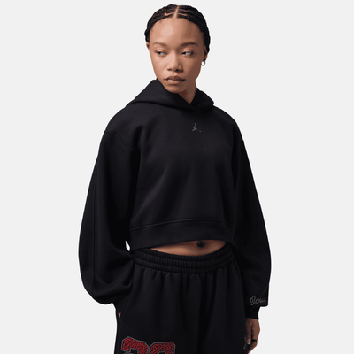 Air Jordan Women's Brooklyn Cropped Black Pullover Hoodie