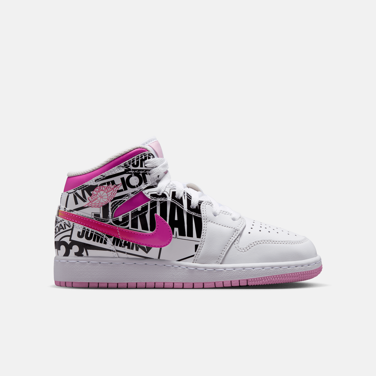 Air Jordan Big Kids' 1 Mid 'What The Logo' Pink (GS)