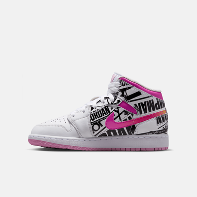 Air Jordan Big Kids' 1 Mid 'What The Logo' Pink (GS)