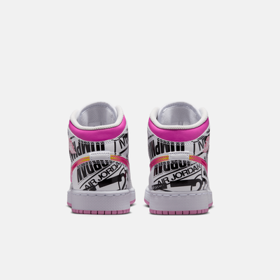 Air Jordan Big Kids' 1 Mid 'What The Logo' Pink (GS)