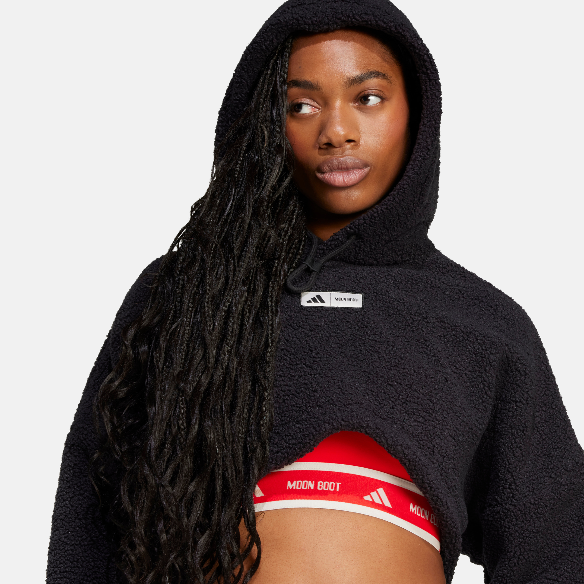 Adidas x MOON BOOT Women's Black Cropped Hoodie