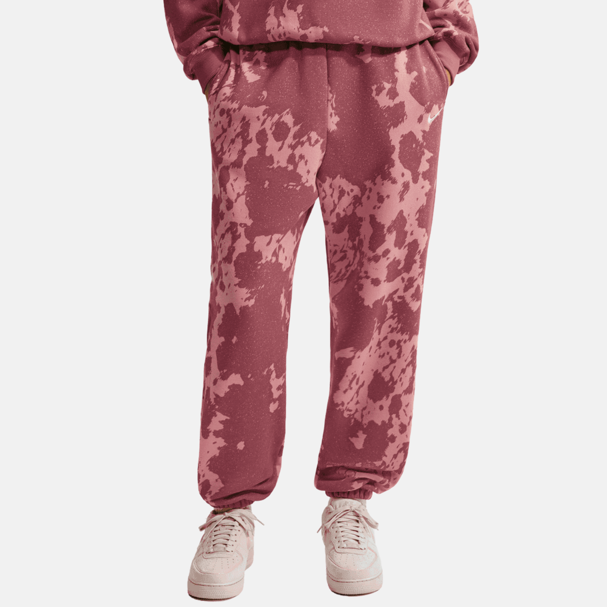 Nike Women's Studio Fleece Medium Weight Oversized High-Rise Cuffed Pink Pants