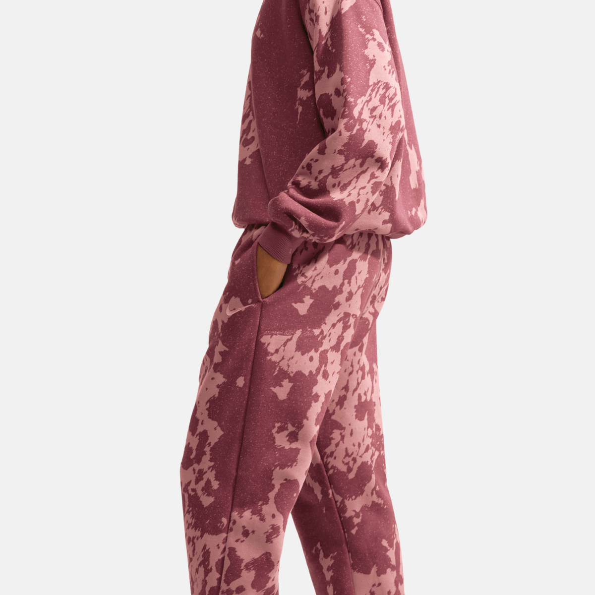 Nike Women's Studio Fleece Medium Weight Oversized High-Rise Cuffed Pink Pants