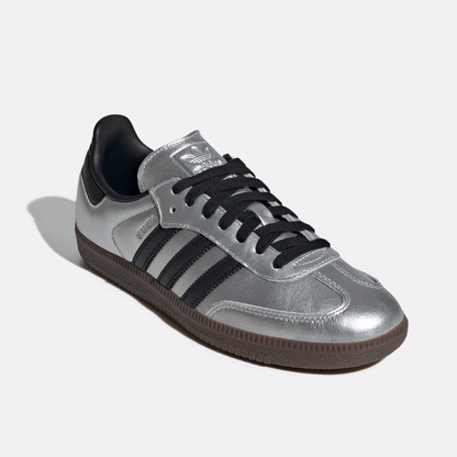 Adidas Women's Samba OG Silver Metallic Black Gum