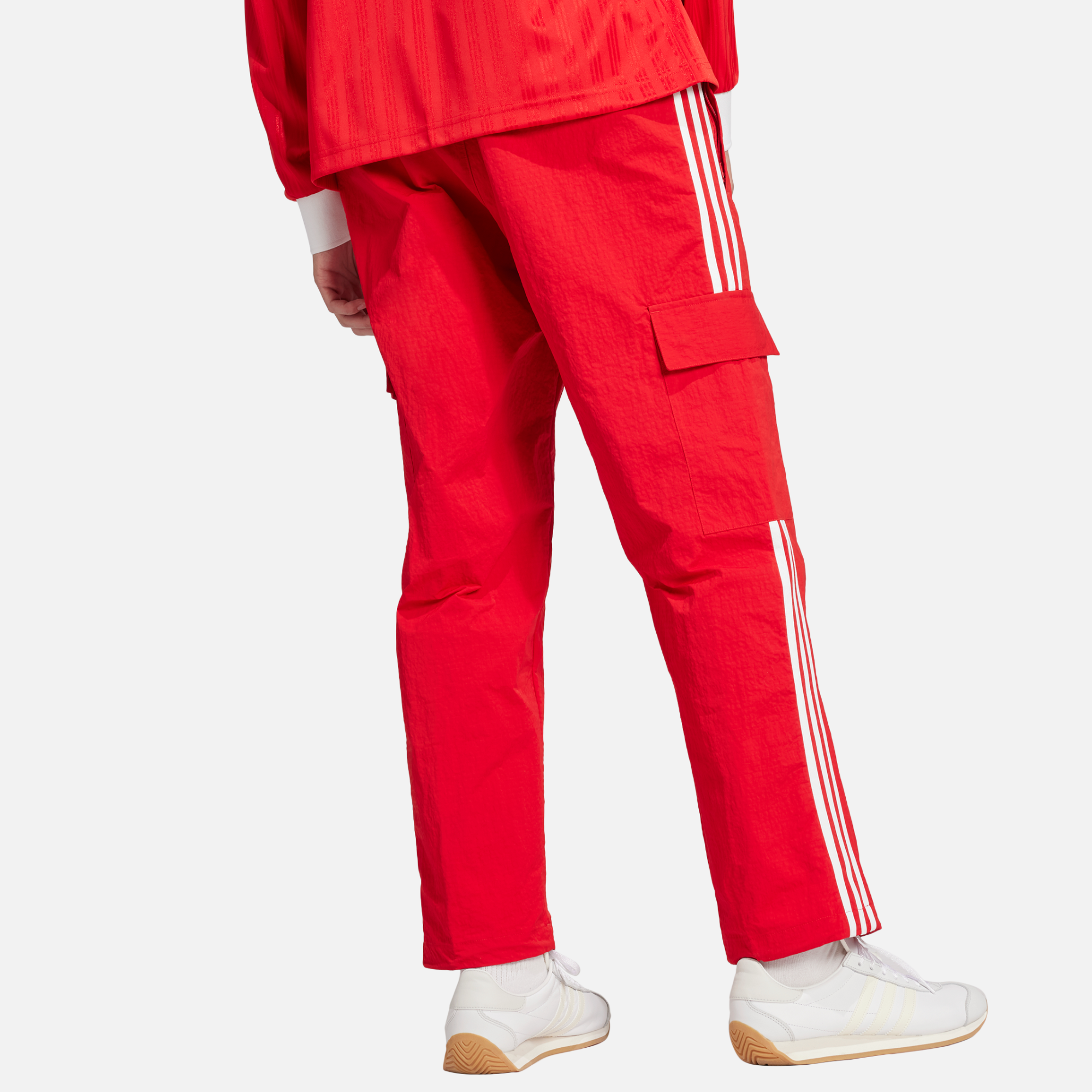 Adidas Red 3-Stripes Cargo Pants
