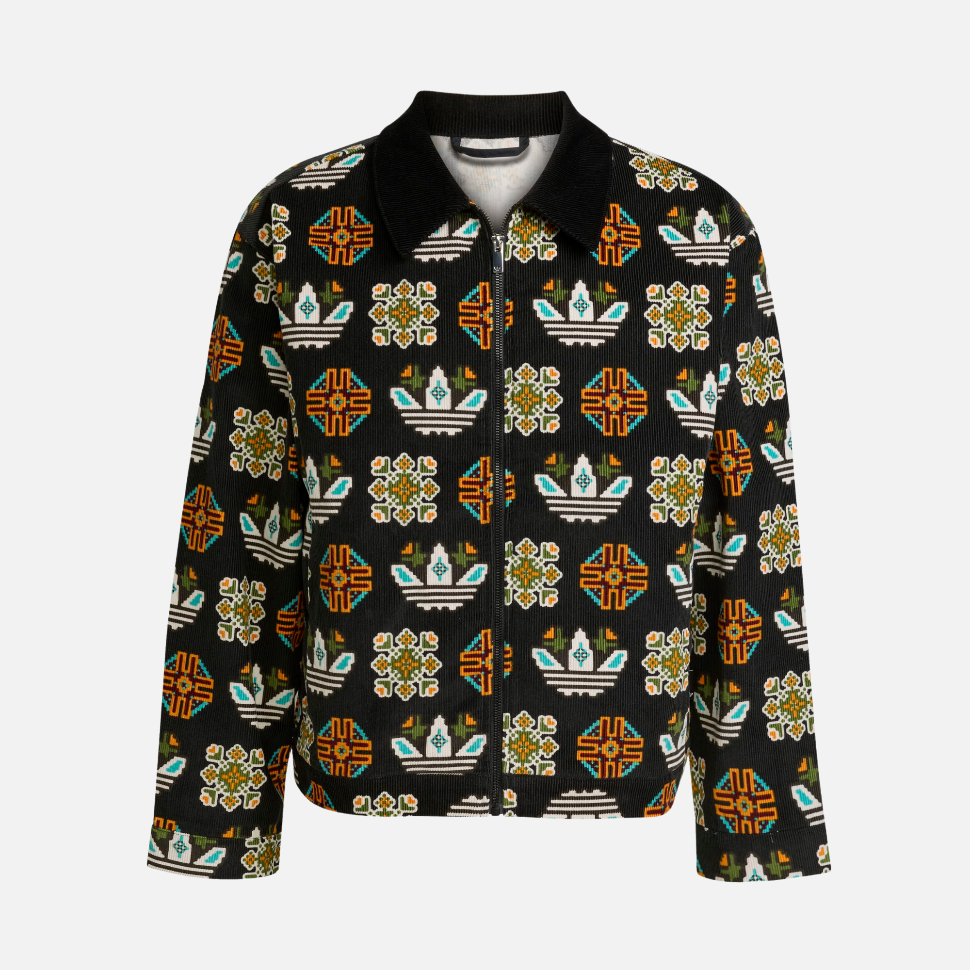 Adidas Monogram Allover Print Black Loose Coach Jacket