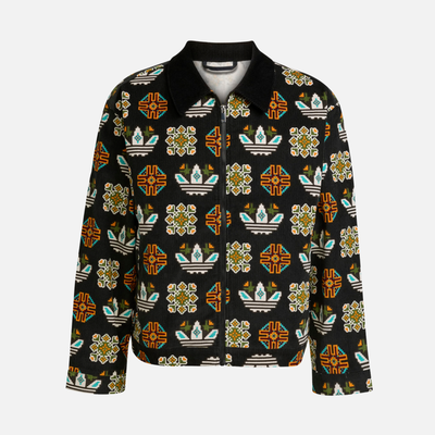 Adidas Monogram Allover Print Black Loose Coach Jacket