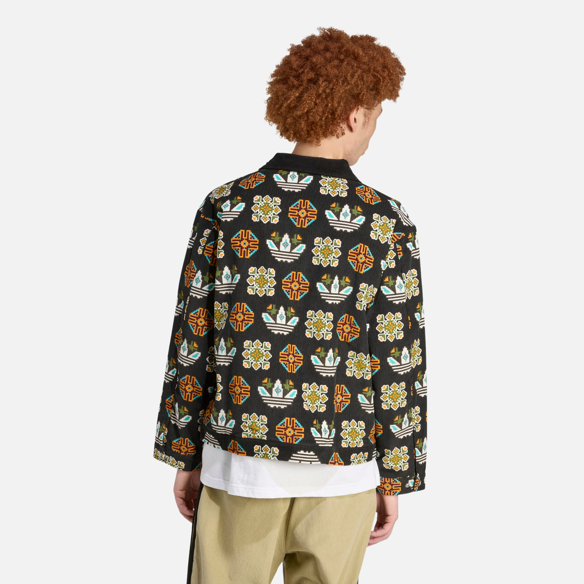 Adidas Monogram Allover Print Black Loose Coach Jacket