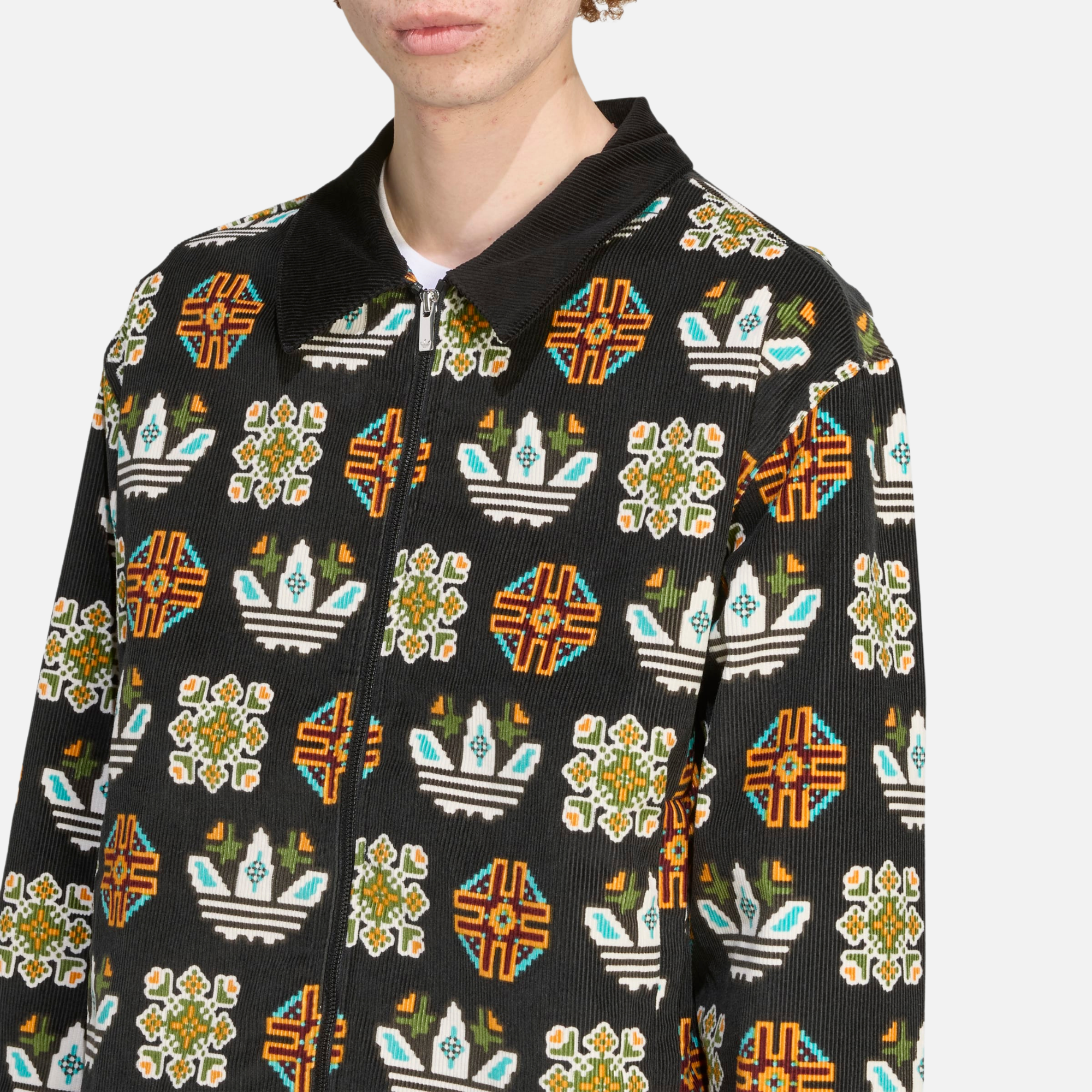 Adidas Monogram Allover Print Black Loose Coach Jacket