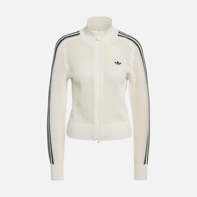 Adidas Women's Crochet Cream Zip Track Top