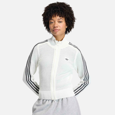 Adidas Women's Crochet Cream Zip Track Top